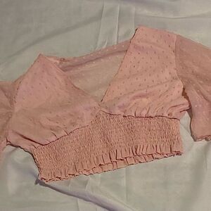 SHEIN‎ Light Pink Smocked Blouse